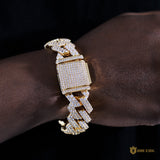 19mm 2-row Iced Prong Cuban Bracelet In 18k Gold ZUU KING