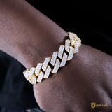 19mm 2-row Iced Prong Cuban Bracelet In 18k Gold ZUU KING