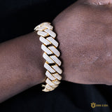 19mm 3-row Iced Prong Cuban Bracelet In 18k Gold ZUU KING