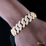 19mm 3-row Iced Prong Cuban Bracelet In 18k Gold ZUU KING