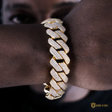 19mm 3-row Iced Prong Cuban Bracelet In 18k Gold ZUU KING