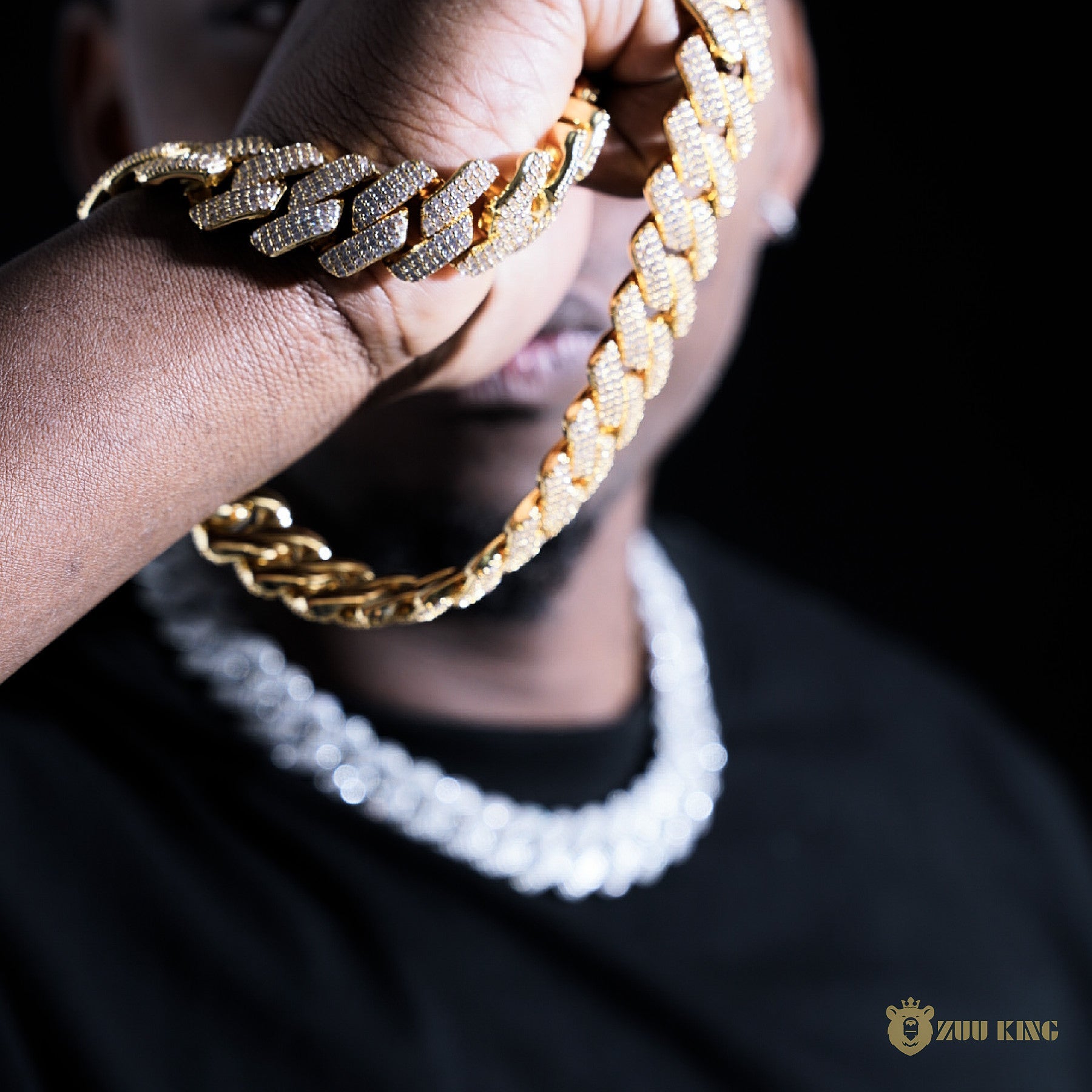 19mm 3-row Iced Prong Cuban Chain In 18k Gold ZUU KING