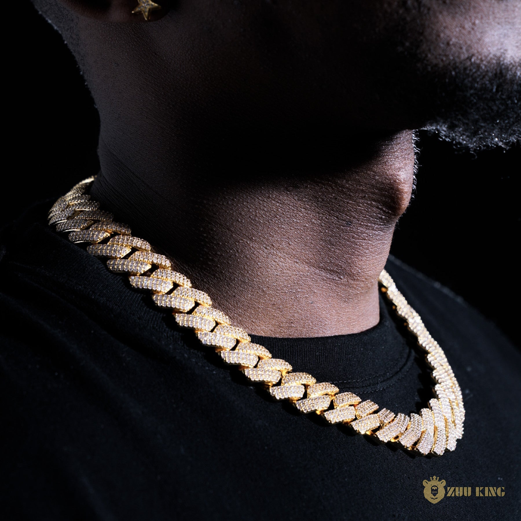 19mm 3-row Iced Prong Cuban Chain In 18k Gold ZUU KING