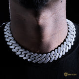 19mm 3-row Iced Prong Cuban Chain In 18k White Gold ZUU KING