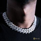 19mm 3-row Iced Prong Cuban Chain In 18k White Gold ZUU KING