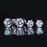 925 Sterling Silver Iced Stud Earrings ZUU KING