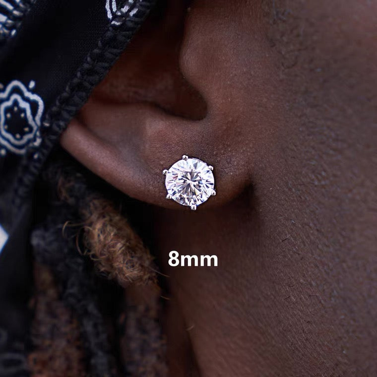 925 Sterling Silver Iced Stud Earrings ZUU KING