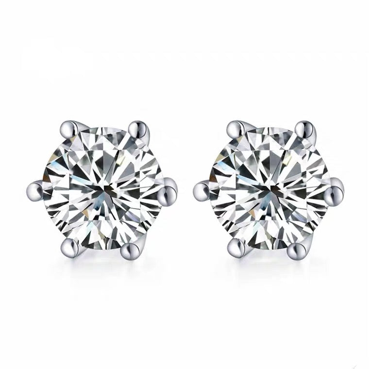 925 Sterling Silver Iced Stud Earrings ZUU KING