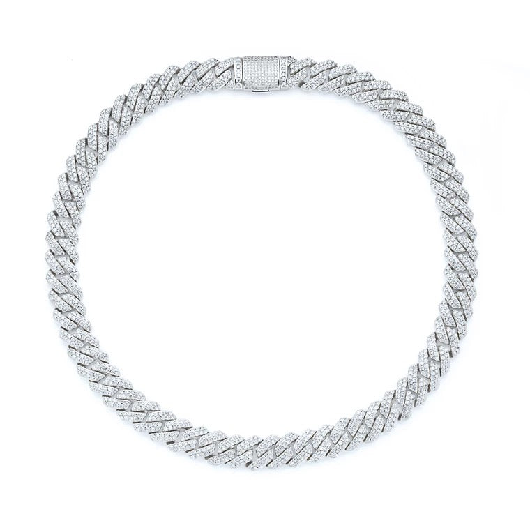 14mm Iced Prong Cuban Chain In White Gold Plated ZUU KING