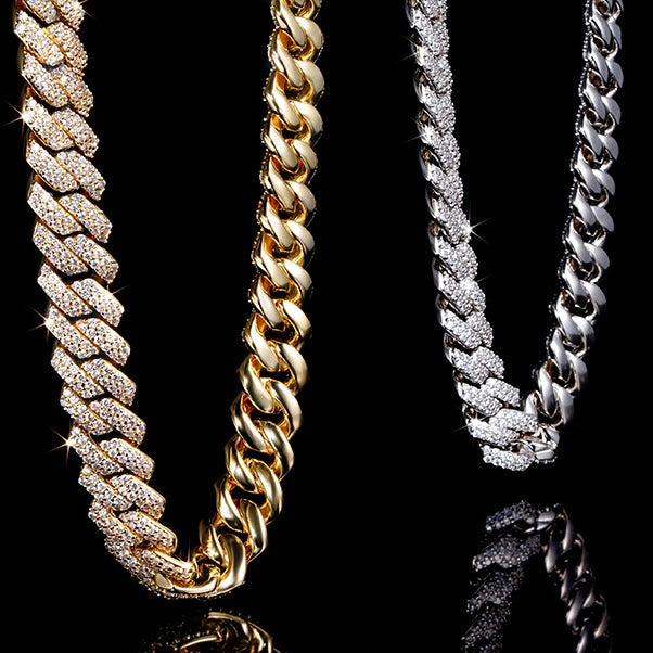 14mm Iced Prong Cuban Chain In 18k Gold Plated ZUU KING