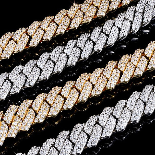 14mm Iced Prong Cuban Chain In 18k Gold Plated ZUU KING