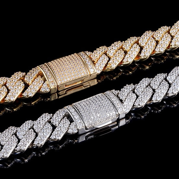 14mm Iced Prong Cuban Chain In 18k Gold Plated ZUU KING