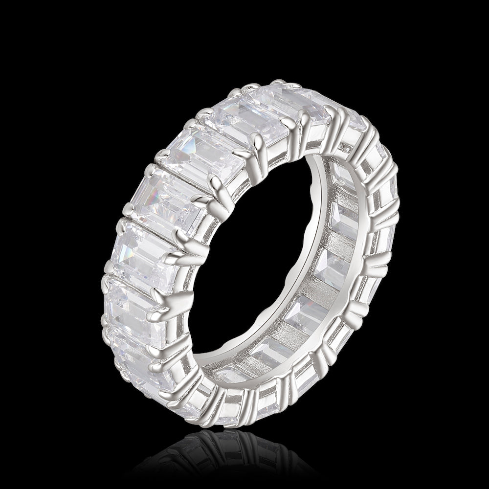 S925 Rectangle Zirconia Ring ZUU KING