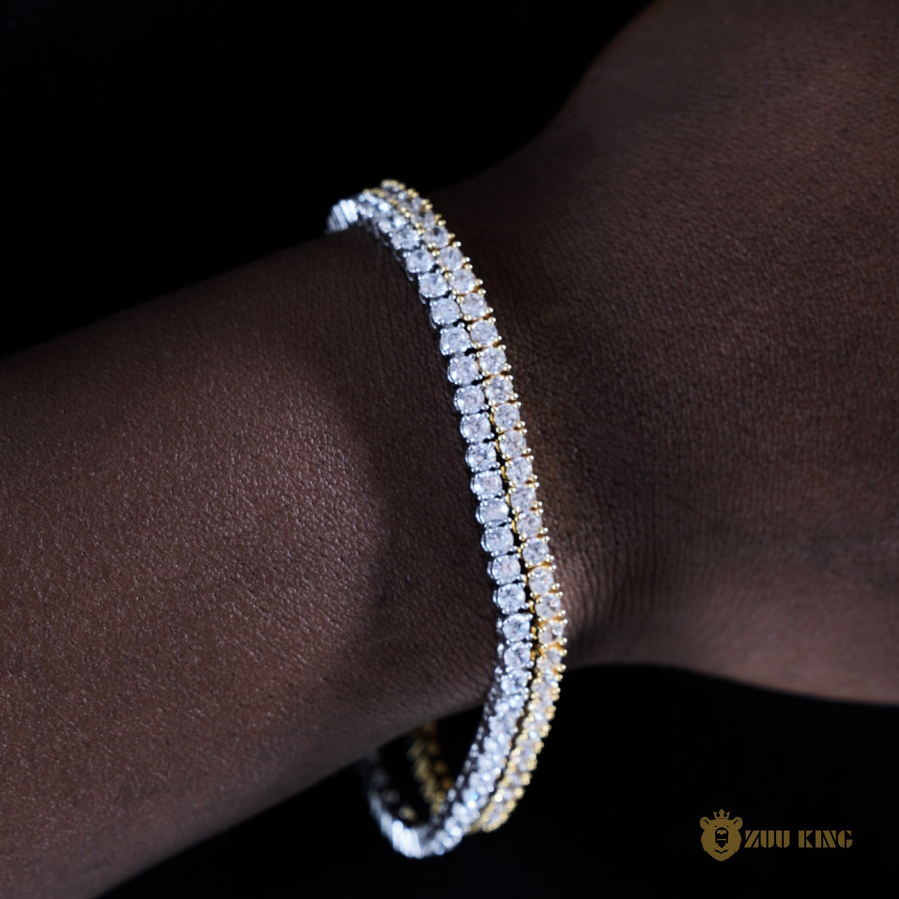 3mm 18k Gold Single Row Tennis Bracelet ZUU KING