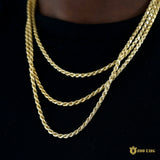 3mm 925 Silver Rope Chain In Gold Plated ZUU KING