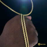 3mm 925 Silver Rope Chain In Gold Plated ZUU KING