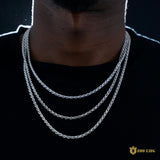 3mm 925 Silver Rope Chain In White Gold Plated ZUU KING