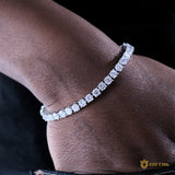 4mm 18k White Gold Single Row Tennis Bracelet ZUU KING