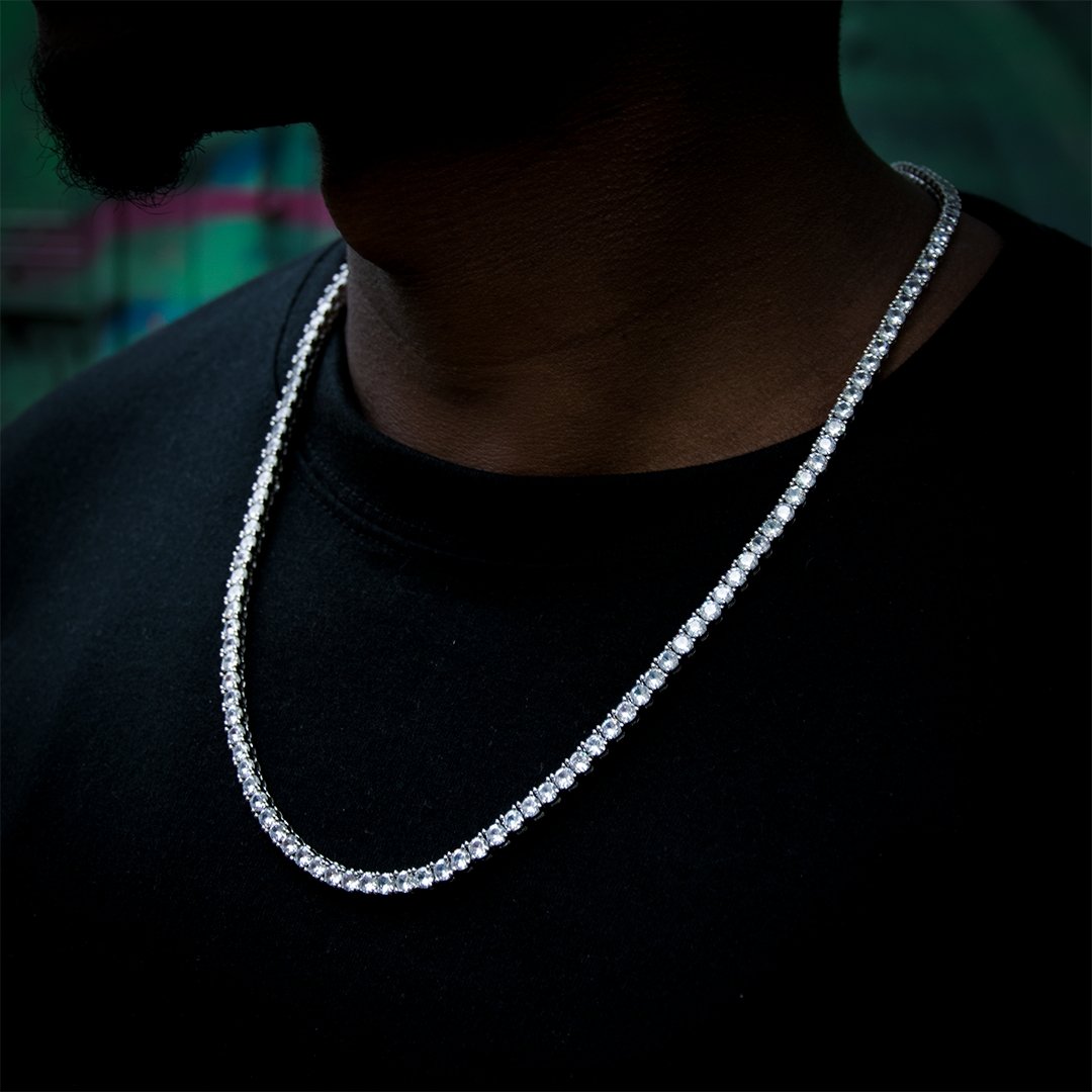 4mm Tennis Chain In 18k White Gold Plated ZUU KING