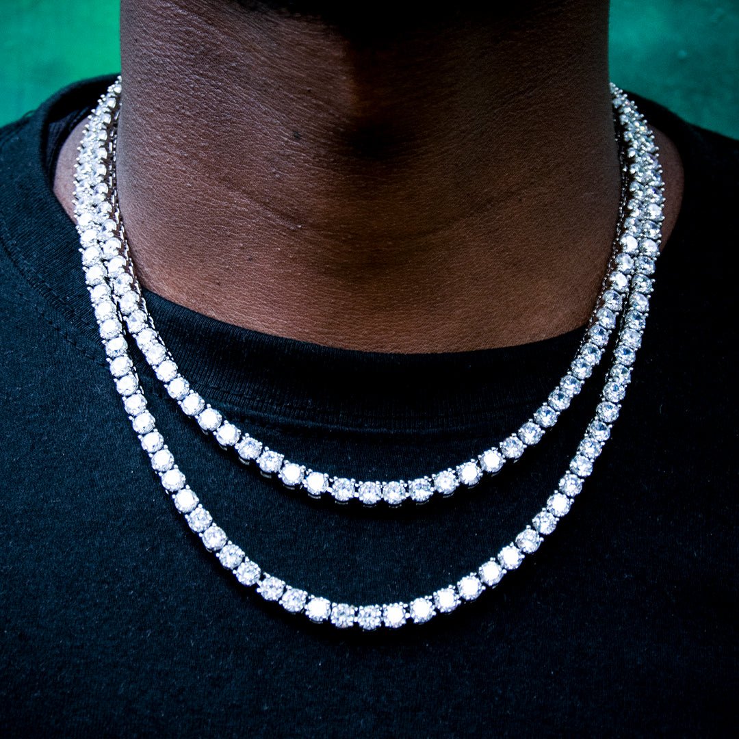 5mm Tennis Chain In 18k Gold & White Gold plated ZUU KING