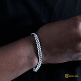 6mm No-stone Miami Cuban Bracelet In White Gold ZUU KING