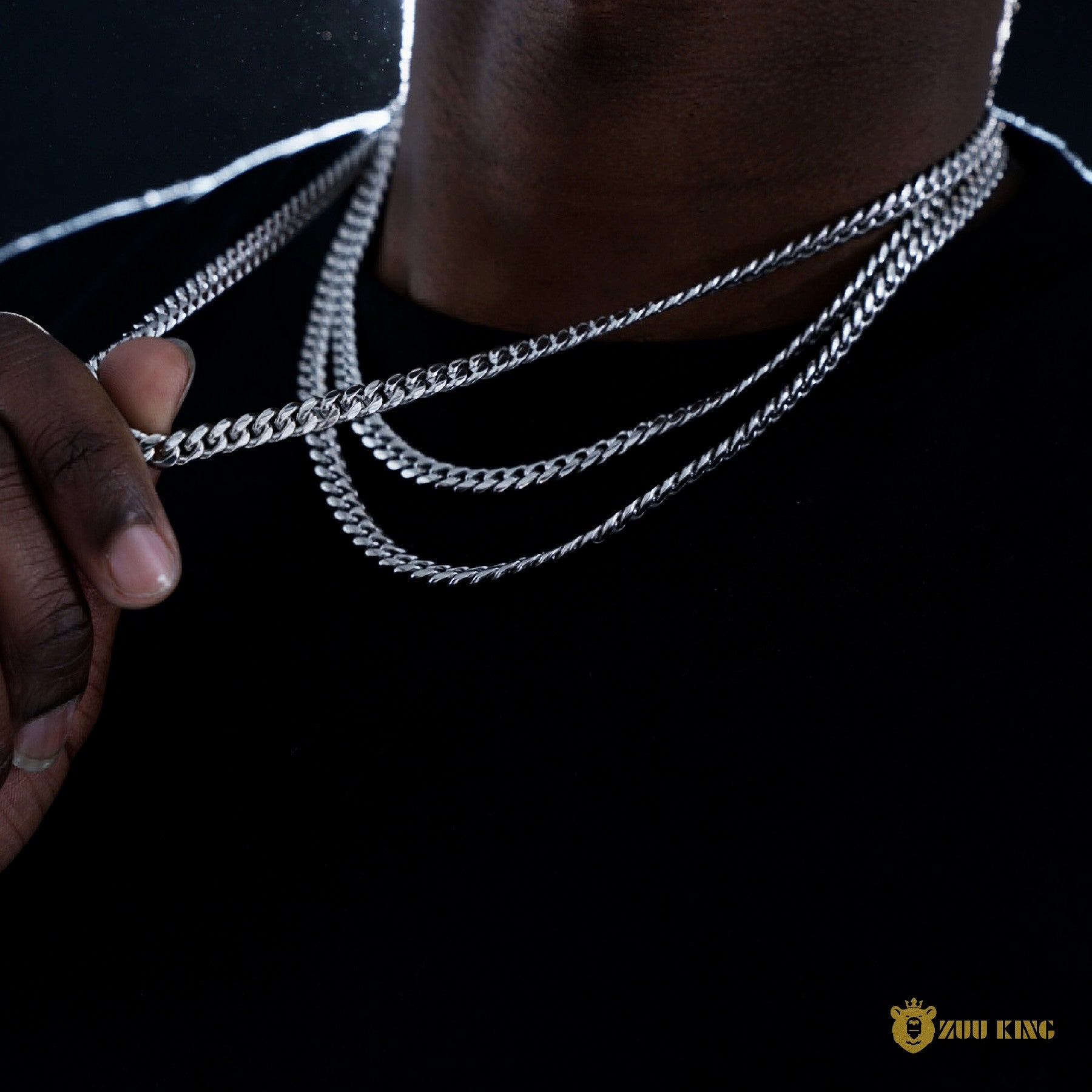 6mm No-stone Miami Cuban Chain In White ZUU KING