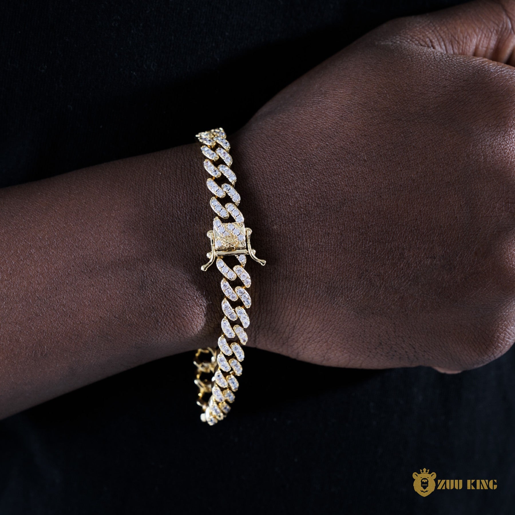 8mm 1-row Iced Cuban Bracelet In 18k Gold ZUU KING