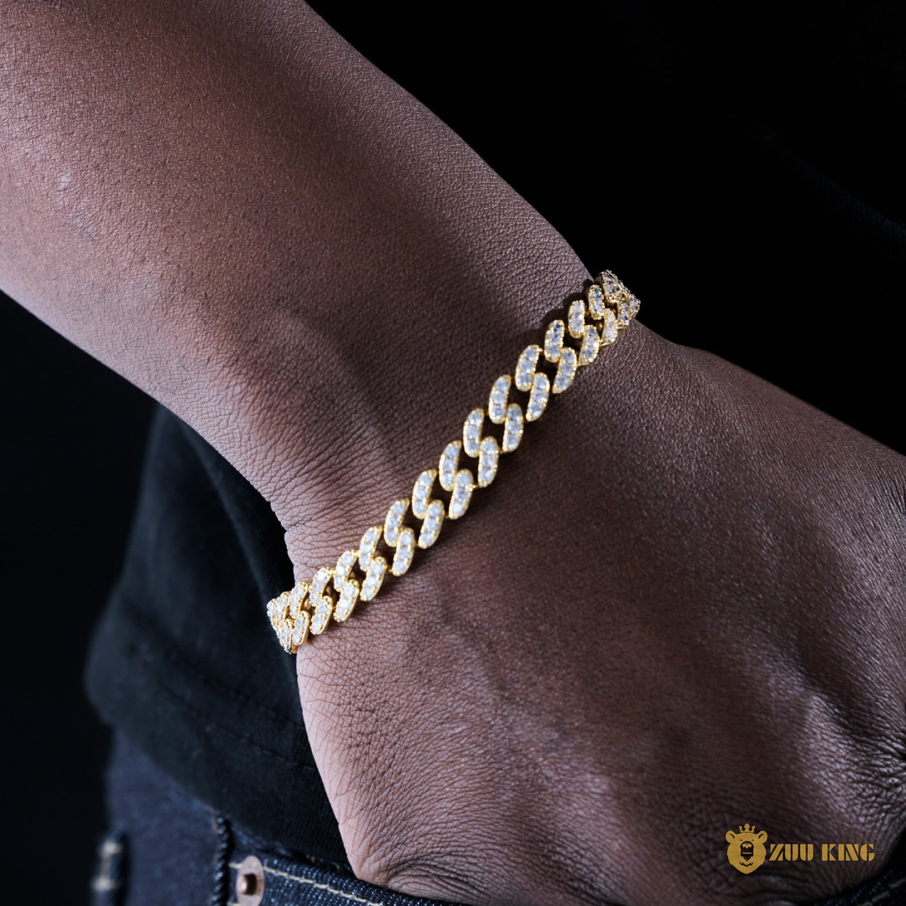 8mm 1-row Iced Cuban Bracelet In 18k Gold ZUU KING