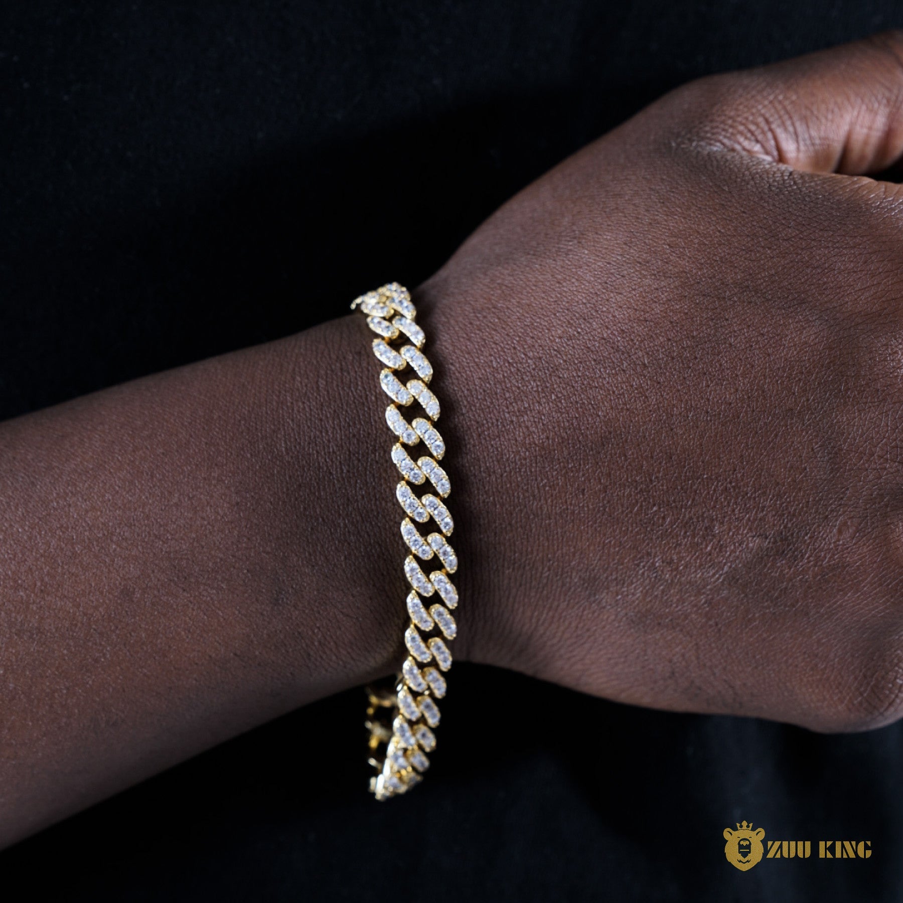 8mm 1-row Iced Cuban Bracelet In 18k Gold ZUU KING