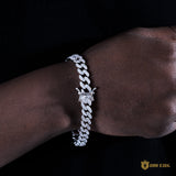 8mm 1-row Iced Cuban Bracelet In 18k White Gold ZUU KING