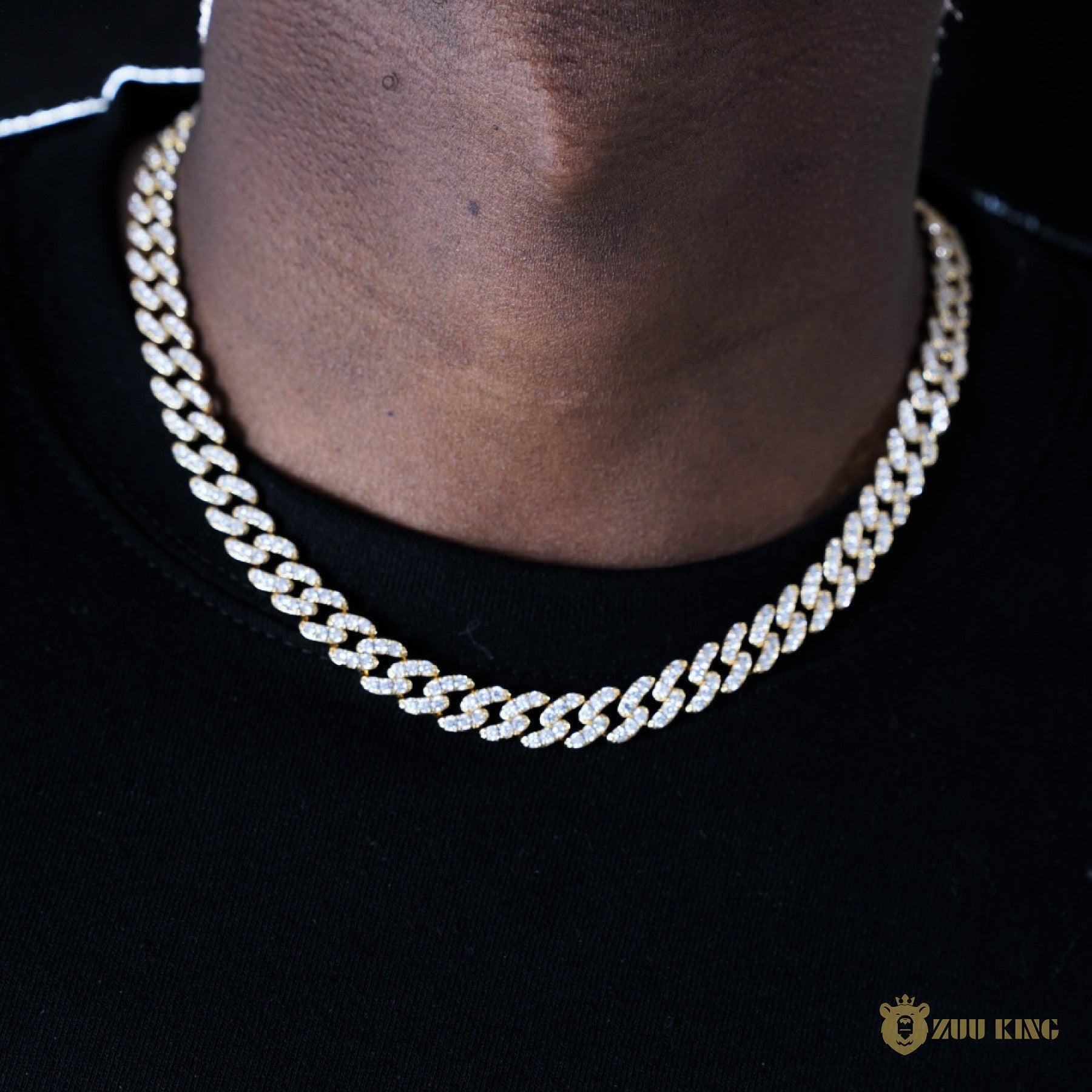 8mm 1-row Iced Cuban Chain In 18k Gold ZUU KING