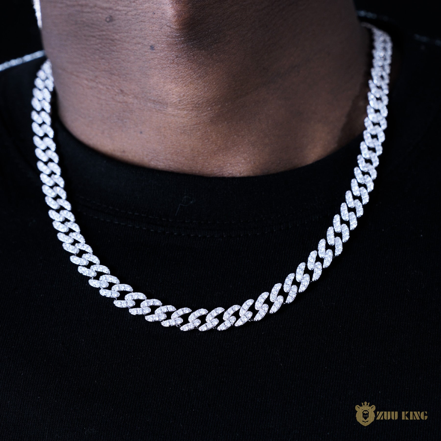 8mm 1-row Iced Cuban Chain In 18k White Gold ZUU KING