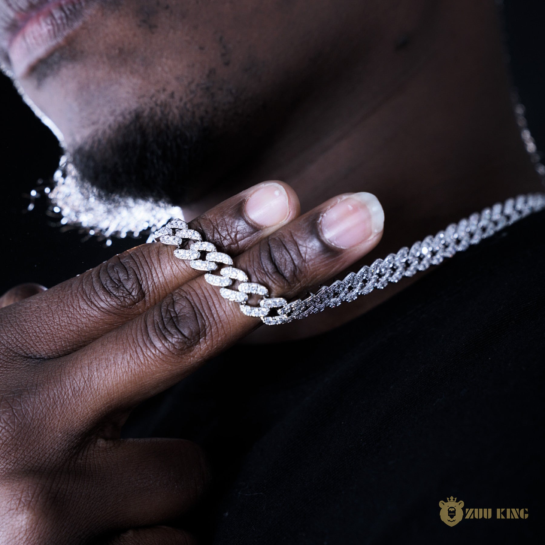 8mm 1-row Iced Cuban Chain In 18k White Gold ZUU KING