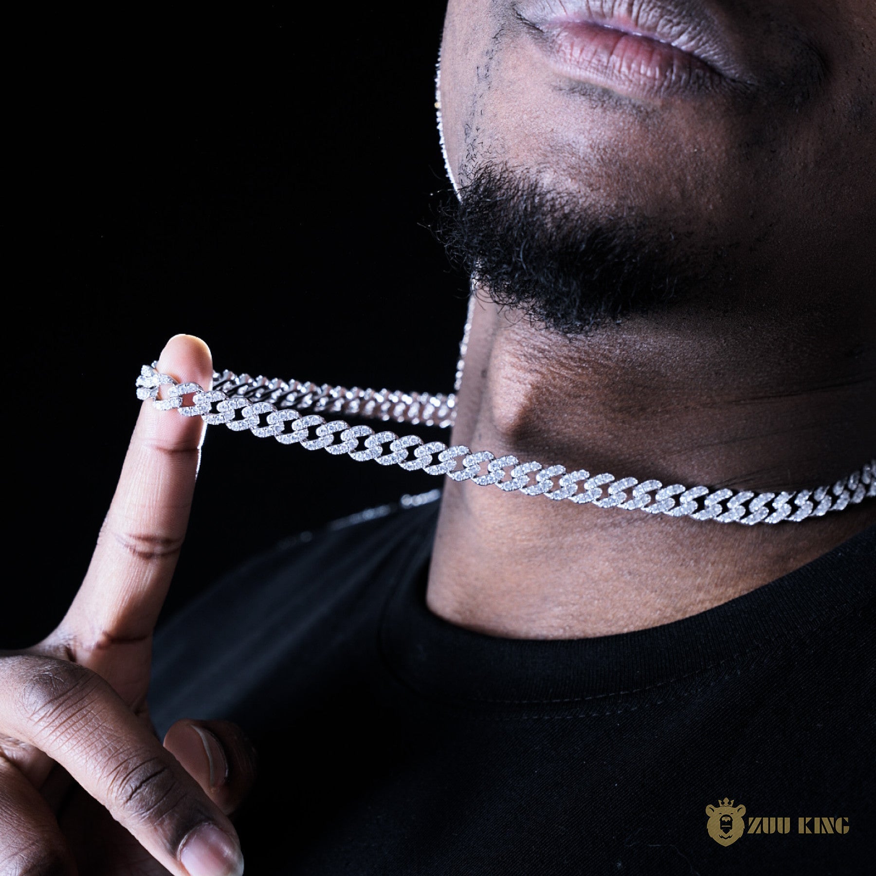 8mm 1-row Iced Cuban Chain In 18k White Gold ZUU KING