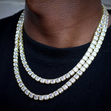8mm Iced Square Tennis Chain In 18k Gold ZUU KING