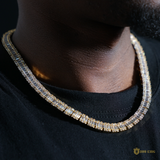 8mm Iced Square Baguette Tennis Chain In 18k Gold ZUU KING