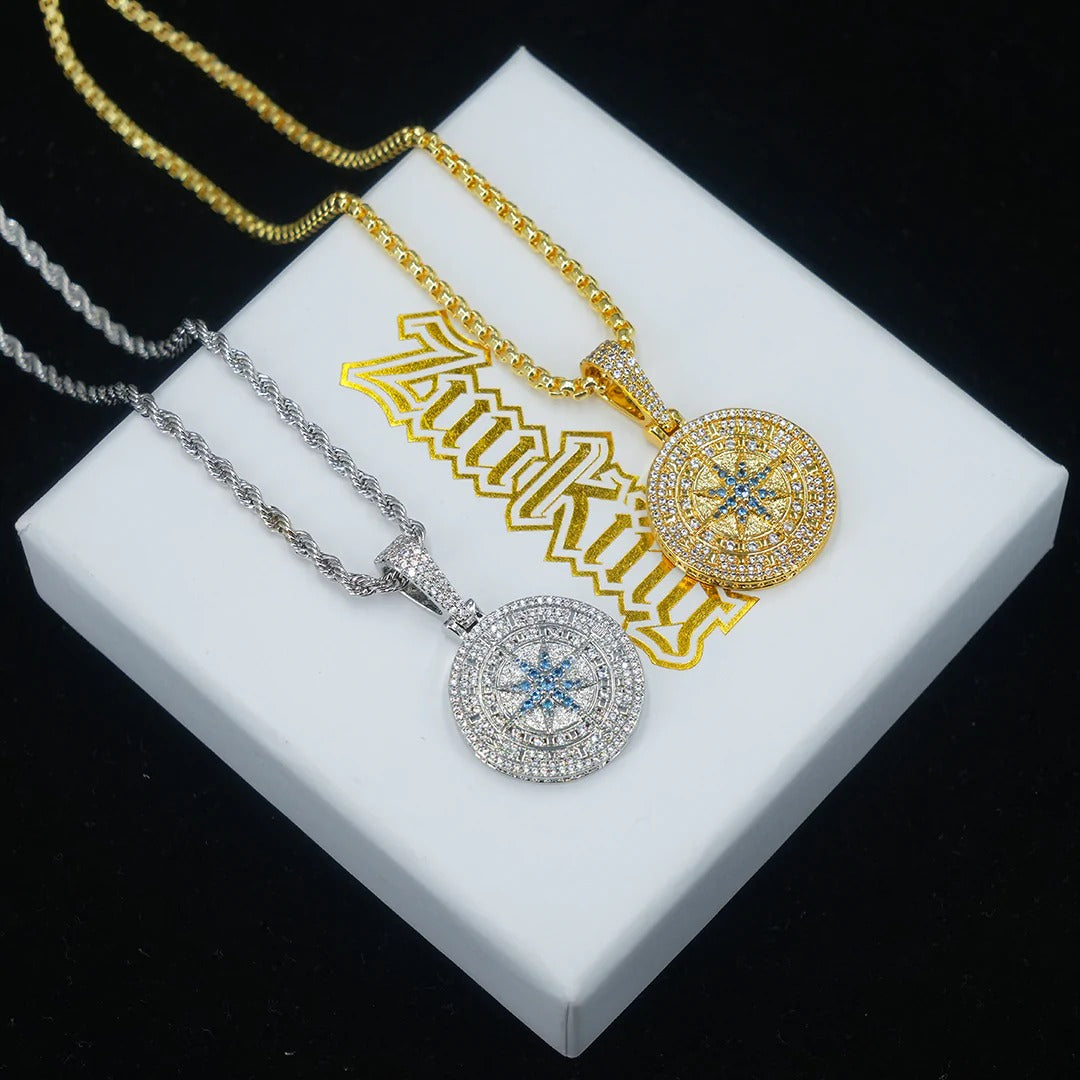 Iced Compass Solid Pendant ZUU KING