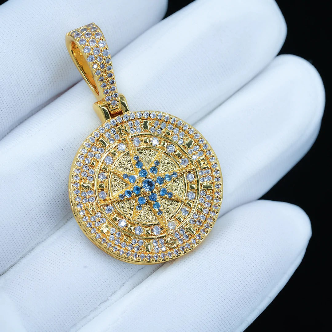 Iced Compass Solid Pendant ZUU KING