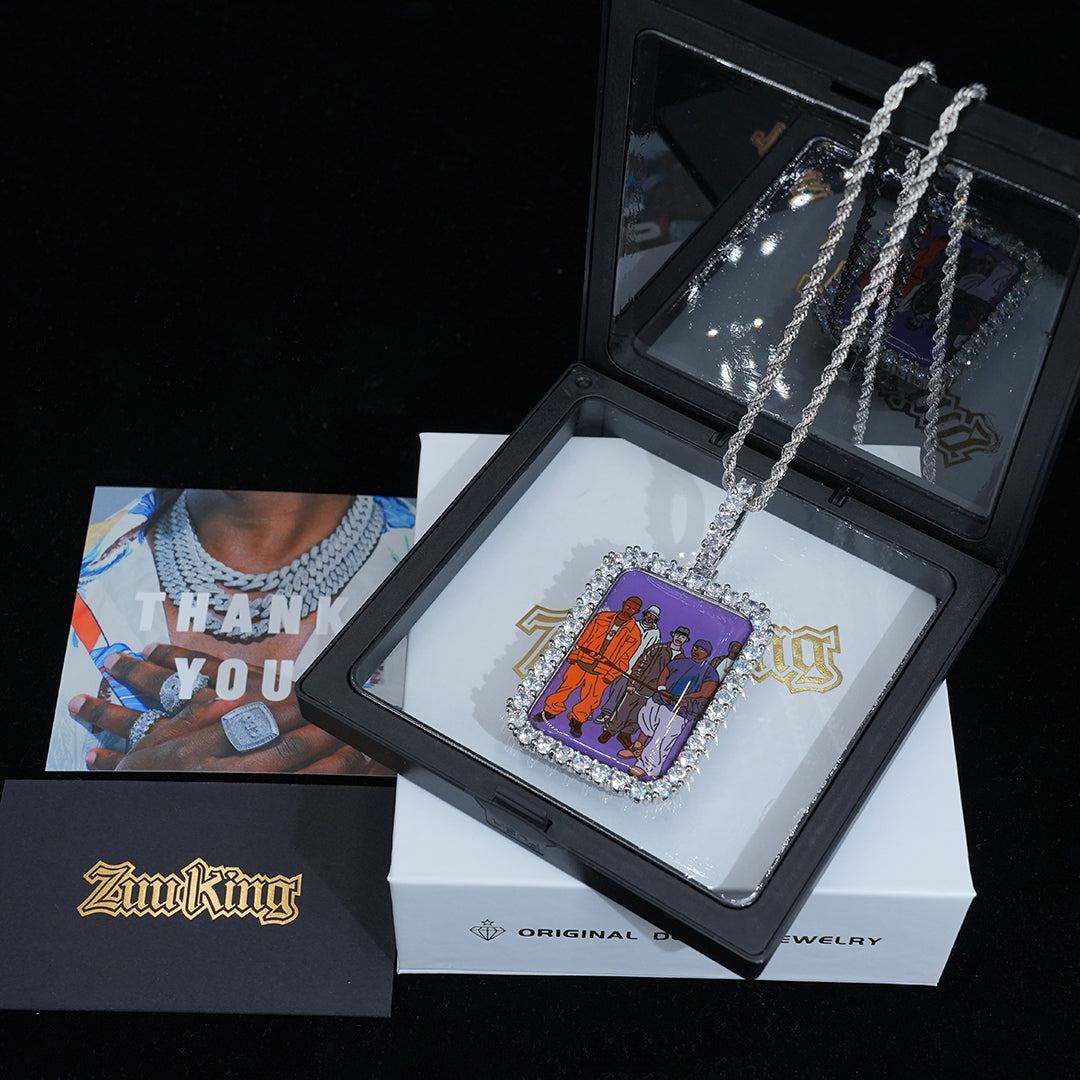 Big 3d Rectangle Custom Picture Pendant ZUU KING