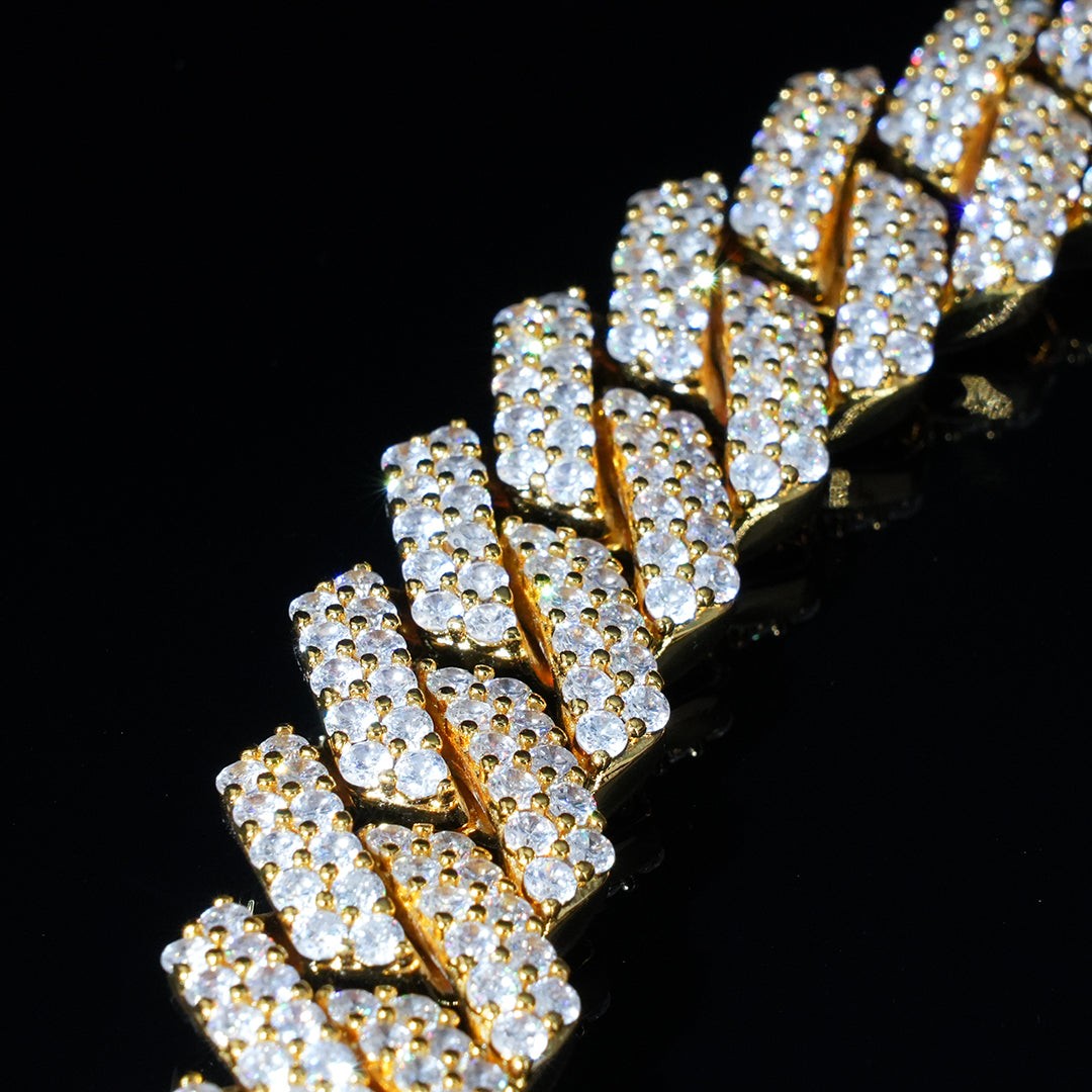 19mm 2-row Iced Prong Cuban Chain In 18k Gold ZUU KING