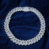 19mm 2-row Iced Prong Cuban Chain In White Gold ZUU KING