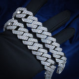 19mm 2-row Iced Prong Cuban Chain In White Gold ZUU KING