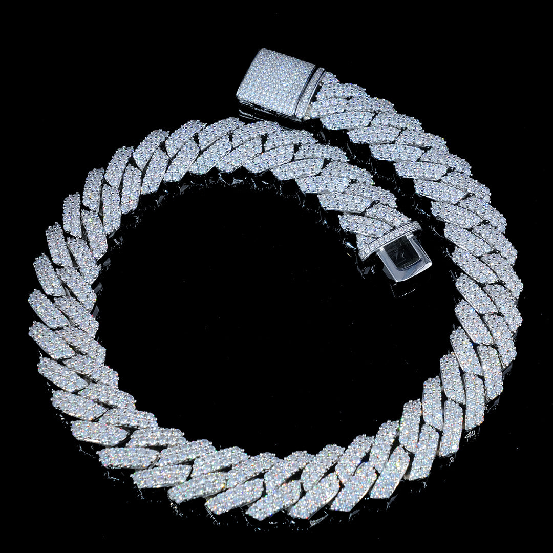 19mm 2-row Iced Prong Cuban Chain In White Gold ZUU KING