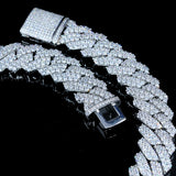 19mm 2-row Iced Prong Cuban Chain In White Gold ZUU KING