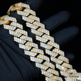 19mm 2-row Iced Prong Cuban Chain In 18k Gold ZUU KING