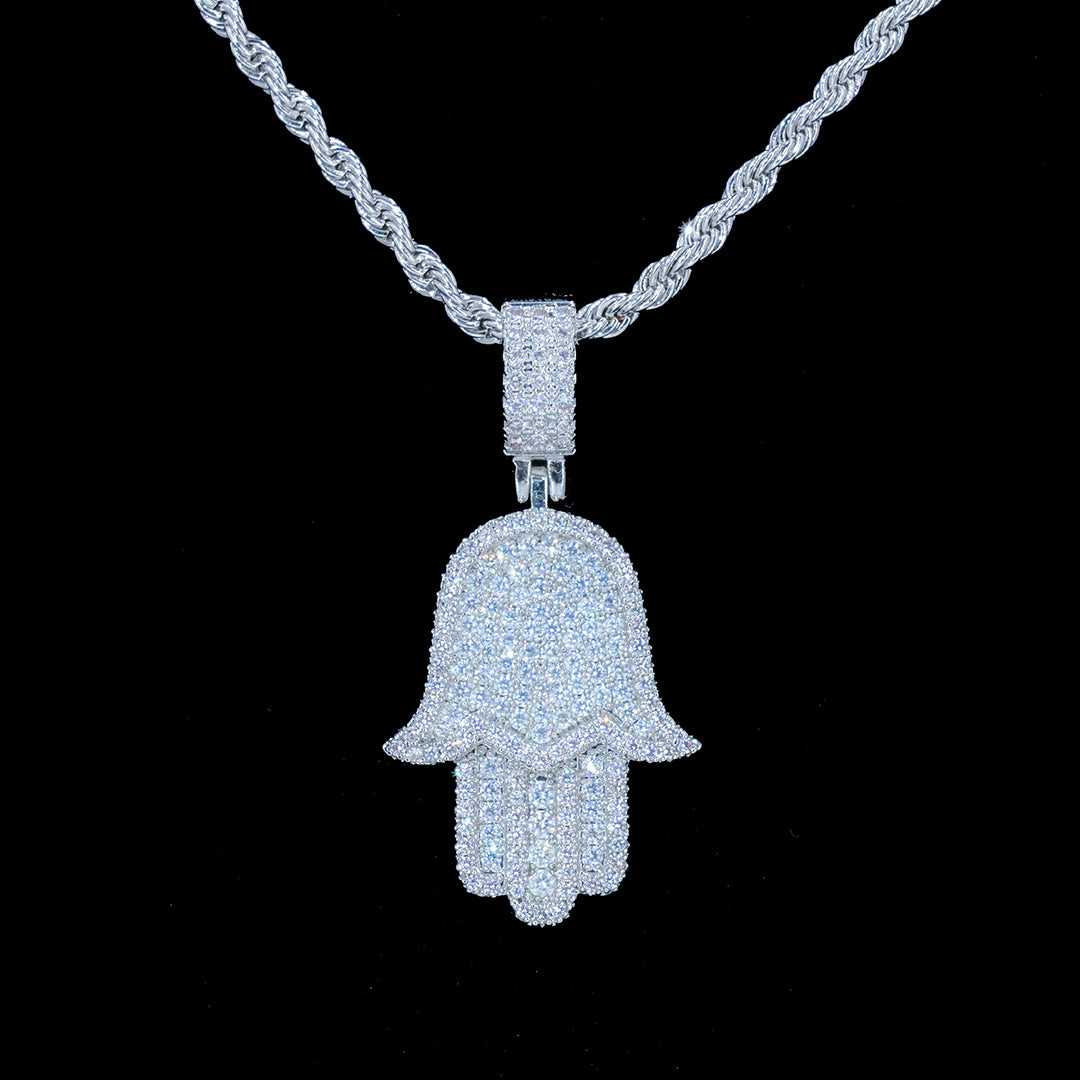 18k Gold Baguette Hamsa Hand Pendant ZUU KING