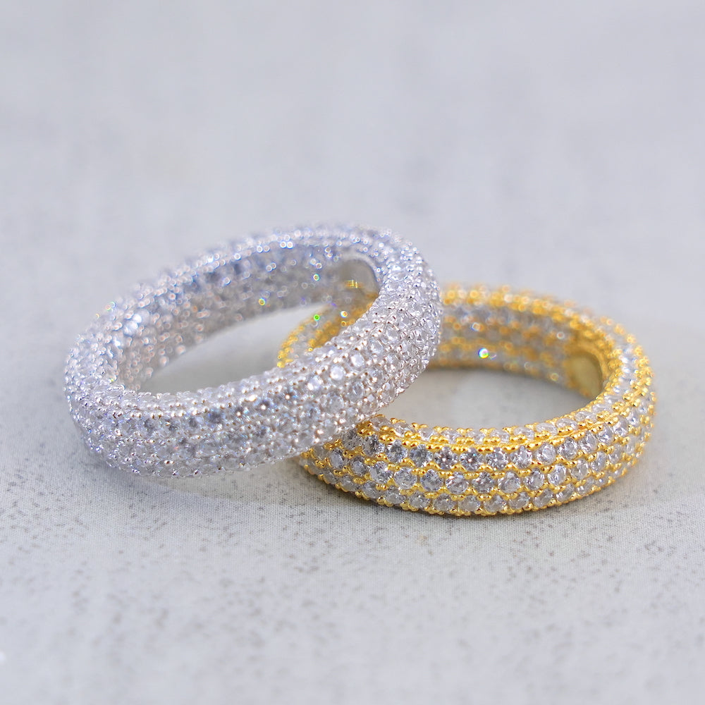 S925 Three Rows Zirconia Ring ZUU KING