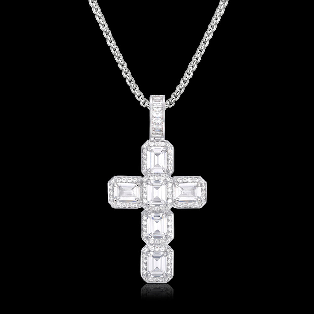 Iced Aaa Cz Rock Sugar Cross Pendant ZUU KING