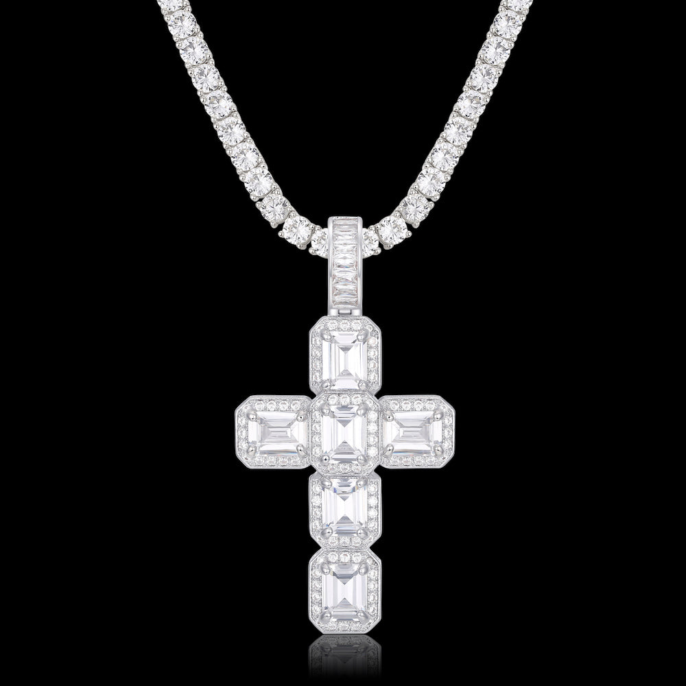 Iced Aaa Cz Rock Sugar Cross Pendant ZUU KING