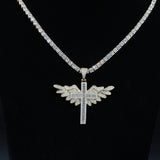 Baguette Iced Cross With Wing Pendant ZUU KING